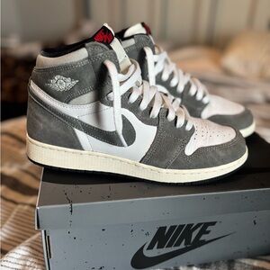 Nike Grey and White High-Top Jordans